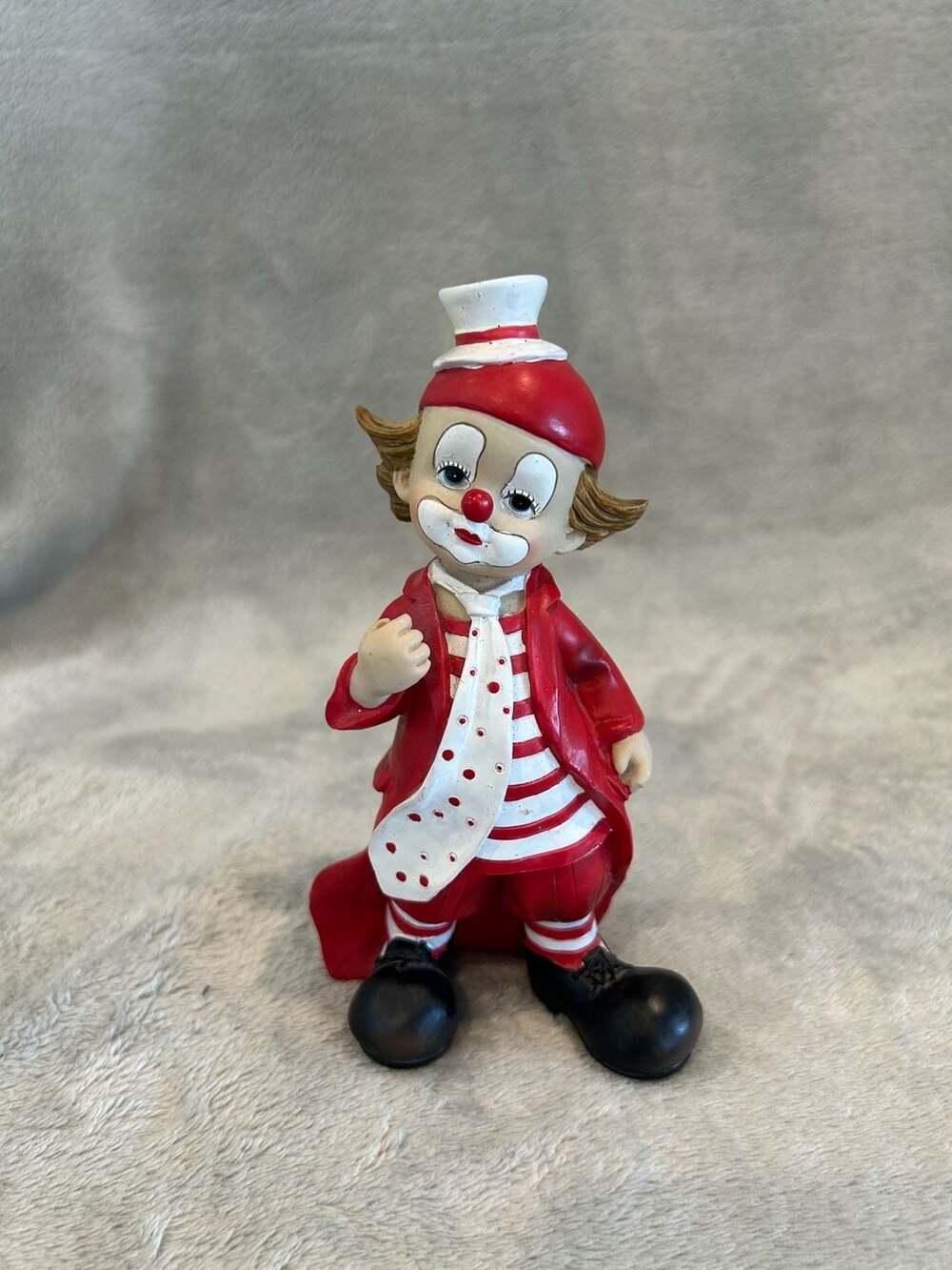 Vintage Santini Italy Style Red and White Clown Figurine Statue